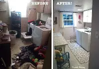 Before and after bathroom cleaning